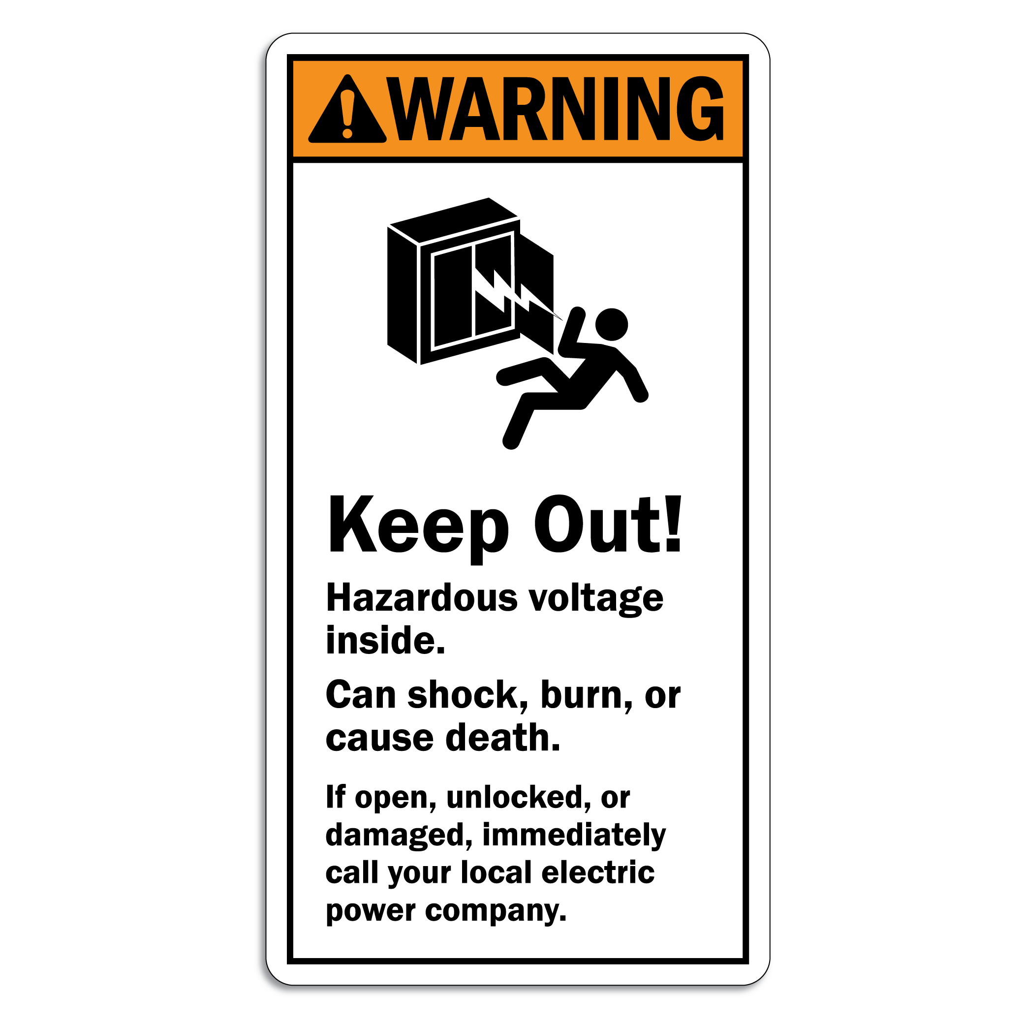 Transformer Label WARNING KEEP OUT HAZARDOUS VOLTAGE, 4.5" X 8.5" LEM