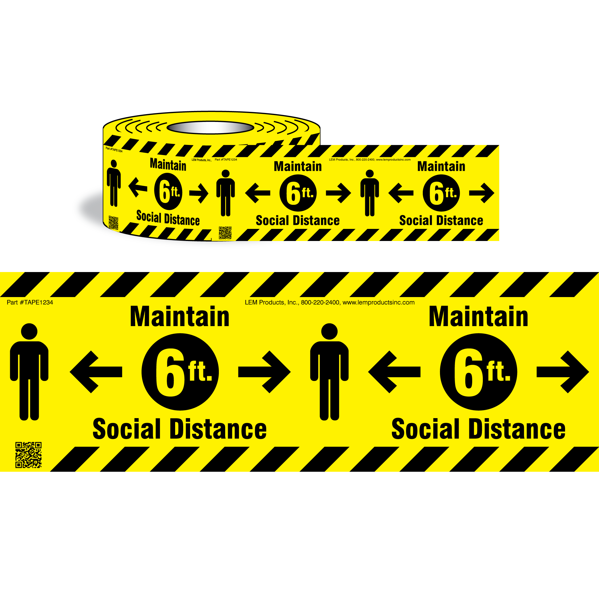 2 Metres Social Distancing Floor Stickers Adhesive Floor Marker Tape Roll Safety 