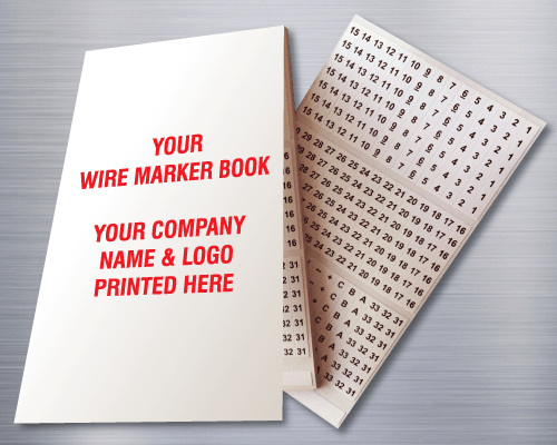 A wire marker book with a blank cover to be printed with your company name and logo