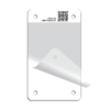 A blank plastic tag with a clear, self-laminating cover and four grommet holes. Color: White.