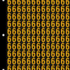 An image of a sheet of 156 retroreflective high intensity prismatic numbers & letters sized to fit in a 3-ring binder. Characters are orange on a black background. The legend is, "6".