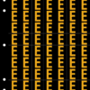An image of a sheet of 70 retroreflective high intensity prismatic numbers & letters sized to fit in a 3-ring binder. Characters are orange on a black background. The legend is, "E".