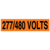 A rectangular voltage marker reading, "277/480 Volts" in Black letters on an Orange background.