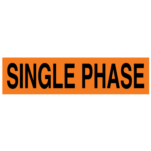 A rectangular voltage marker reading, "Single Phase" in Black letters on an Orange background.