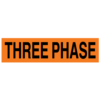 A rectangular voltage marker reading, "Three Phase" in Black letters on an Orange background.