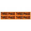 A rectangular voltage marker reading, "Three Phase", 4 times, in Black letters on an Orange background.