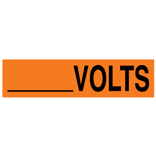 A rectangular voltage marker reading, "____ Volts" in Black letters on an Orange background.