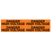 A rectangular voltage marker reading, "Danger High Voltage", 4 times, in Black letters on an Orange background.
