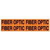 A rectangular voltage marker reading, "Fiber Optic", 4 times, in Black letters on an Orange background.