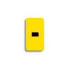 A rectangular embossed aluminum utility pole marker with rounded corners in yellow with a black character. Legend: dash. For horizontal mounting.