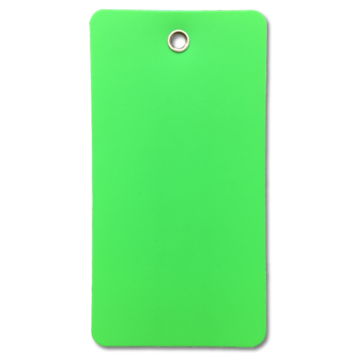 A Blank plastic valve tag in Fluorescent Green.