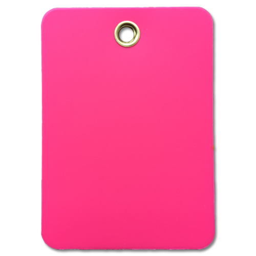 A Blank plastic valve tag in Fluorescent Pink.