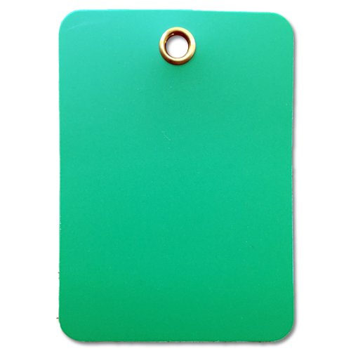 A Blank plastic valve tag in Green.