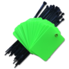 Blank plastic valve tags and ties in Fluorescent Green.