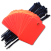 Blank plastic valve tags and ties in Fluorescent Orange.