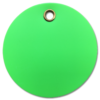 A 3" diameter, Fluorescent Green, round plastic valve tag.