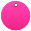 A 3" diameter, Fluorescent Pink, round plastic valve tag.