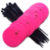Fluorescent Pink round plastic valve tags with nylon ties.