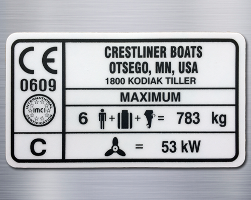 A boat capacity label.