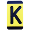 An engraved plastic pole tag in black on yellow with the letter, "K".